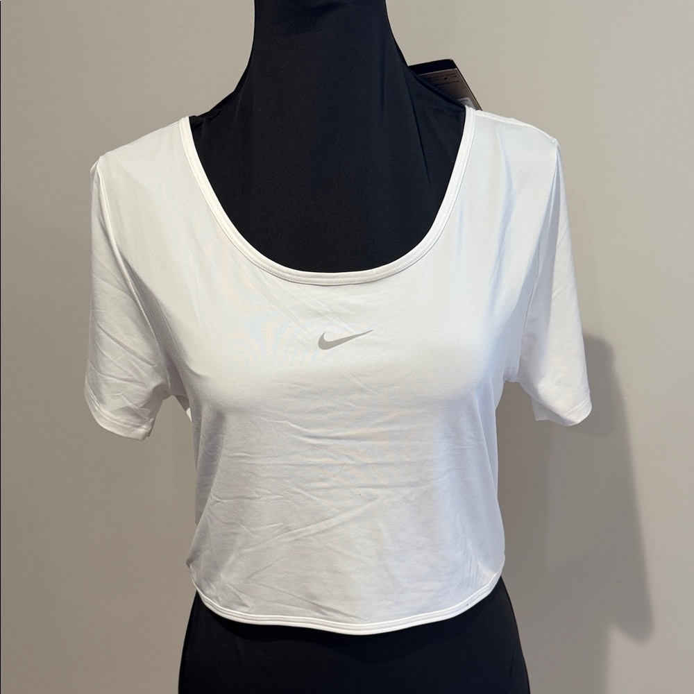 NWT Nike One Classic Dri-FIT Cropped Twist-Back Training Top - White - S